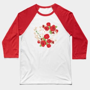 Red Roses and Poppies bouquet Baseball T-Shirt